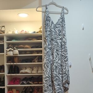 Vince Camuto Monochrome Zebra Print Jumpsuit